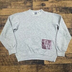 GEAR For Sports Oklahoma Sooners Crewneck Sweatshirt Heather Gray OU Logo Women